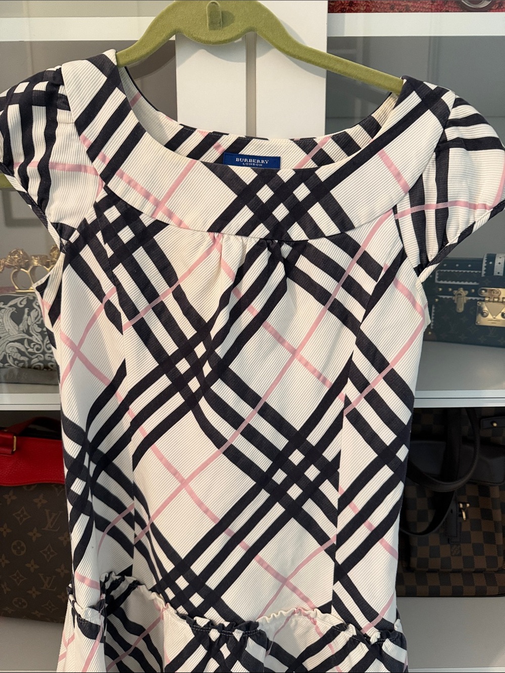 Burberry White Dress with Black & Pink Plaid - Picture 4 of 8